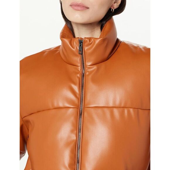 🤎 The Drop Priscilla Vegan Leather Puffer Size M NWT - Picture 3 of 12
